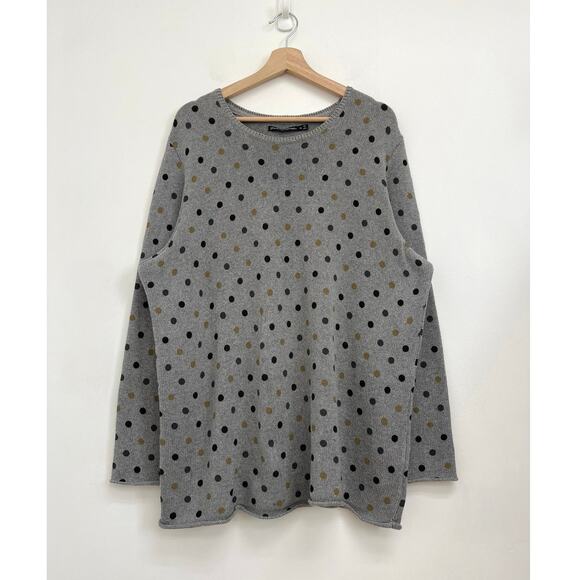 Gudrun Sjoden Polka Dot Multicolor Crew Neck Cotton Artsy Lagenlook Sweater XL - Picture 1 of 10